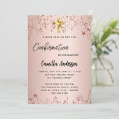 Bevestiging roos gouden sterren meisje luxe kaart (Staand voorkant)