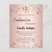 Bevestiging roos gouden sterren meisjesscript uitnodiging briefkaart (Voorkant)