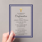 Bevestiging Royal Blue White Minimalist Boy Acryl Uitnodigingen (Insitu (Draagbaar))