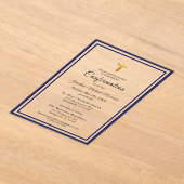 Bevestiging Royal Blue White Minimalist Boy Acryl Uitnodigingen (Laagn)