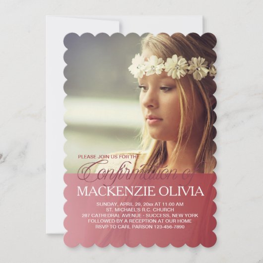 Bevestiging Transparantie Red Photo Invitation Kaart (Voorkant)