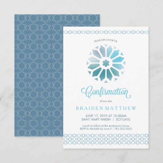 Bevestiging Uitnodiging, Boy's Bevestiging Uitnodi Kaart (Voorkant / Achterkant)