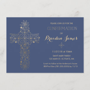 Bevestiging Uitnodiging - Gold Cross Uitnodiging