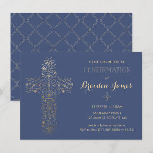 Bevestiging Uitnodiging - Gold Cross Uitnodiging