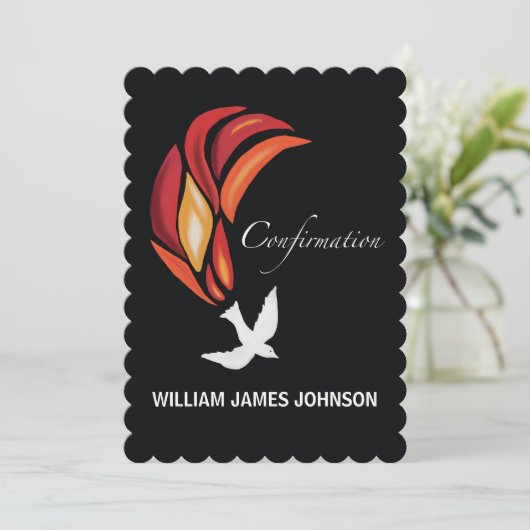 Bevestiging Uitnodiging Vuur van Heilige Geest Dui (Staand voorkant)