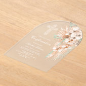 Bevestiging van beige en munt boeket acryl uitnodigingen (Laagn)