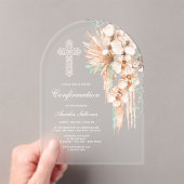 Bevestiging van beige en munt boeket acryl uitnodigingen (Insitu (Draagbaar))