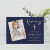 Bevestiging van blauwe goudblauwe foto's kaart (Staand voorkant)