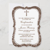 Bevestiging van bruine Glitter Cross Heilige Commu Kaart (Voorkant)