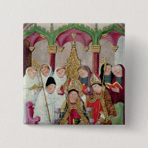 Bevestiging van een bisschop, Valenciaanse school Vierkante Button 5,1 Cm
