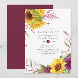 Bevestiging van Sun en Burgundy Plum Floral Kaart