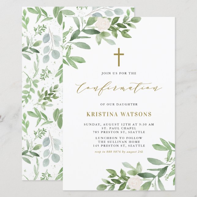 Bevestiging van waterverf Greenery en bloemen (Voorkant / Achterkant)