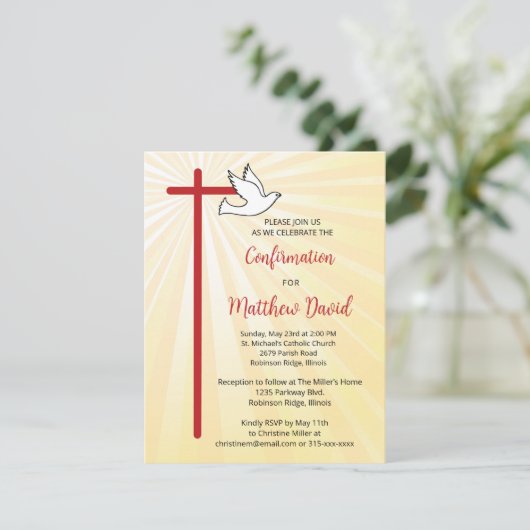 Bevestiging voor Boy Cross Dove Gold Rays Kaart (Staand voorkant)