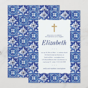 Bevestiging voor haar blauwe mediterrane tegels kaart