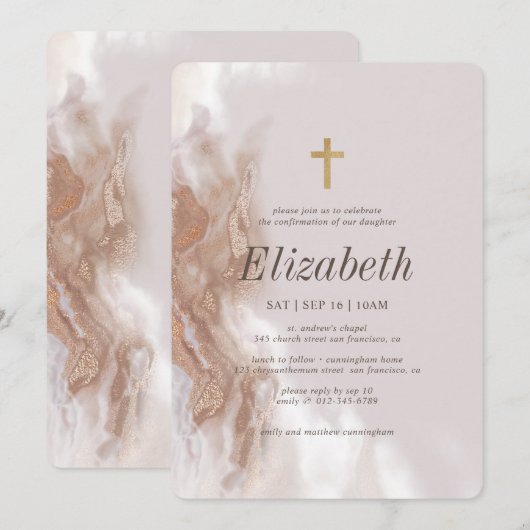Bevestiging voor haar Gold Waterverf Cross Kaart (Voorkant / Achterkant)
