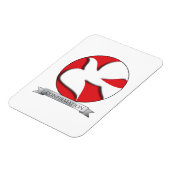 Bevestiging Witte duif op Rode Cirkel Magneet (Linkerzijde)