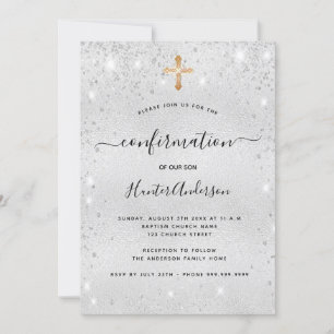 Bevestiging zilveren glitter meisje modern kaart