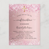 Bevestiging zwart roze glitter meisje uitnodiging briefkaart (Voorkant)