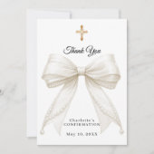 Bevestigingsboog witte ivoor parels foto bedankkaart (Voorkant)