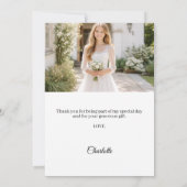 Bevestigingsboog witte ivoor parels foto bedankkaart (Achterkant)