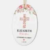 Bevestigingscode | Roze Floral Cross Keramisch Ornament (Links)