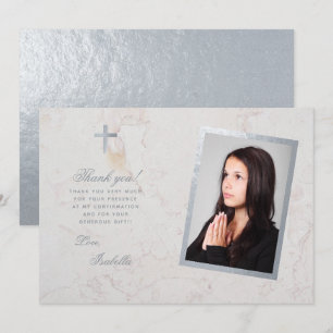 Bevestigingsfoto namaak zilver wit marmer schrift bedankkaart