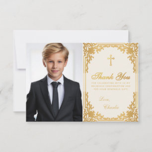 Bevestigingsfoto Vintage namaak gouden kruis & ivo Bedankkaart
