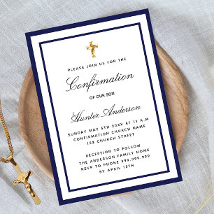 Bevestigingsjongen royal blue luxe kaart