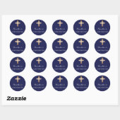 Bevestigingsnaam blauwe jongen ronde sticker (Vel)