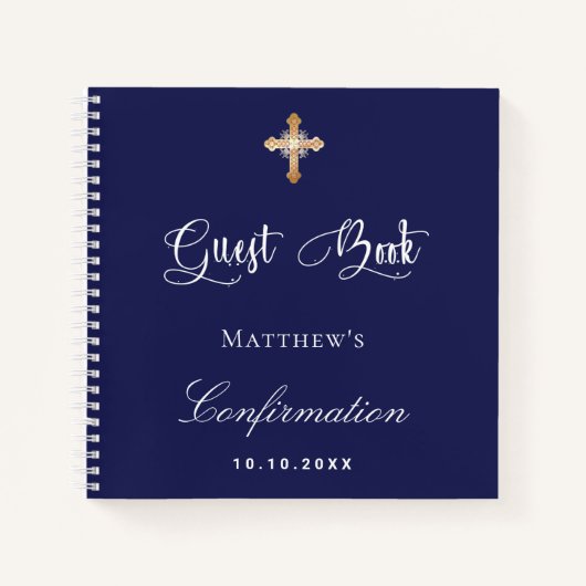 Bevestigingsnavy blauw wit notitieboek (Voorkant)