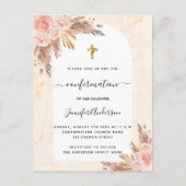 Bevestigingspampa's roos gouden zwarte marmer uitnodiging briefkaart (Voorkant)