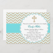 Bevestigingsuitnodiging Blauwgroen Gouden Chevron Kaart (Voorkant / Achterkant)