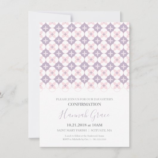 Bevestigingsuitnodiging - Meisjes eenvoudig, aange Kaart (Voorkant)