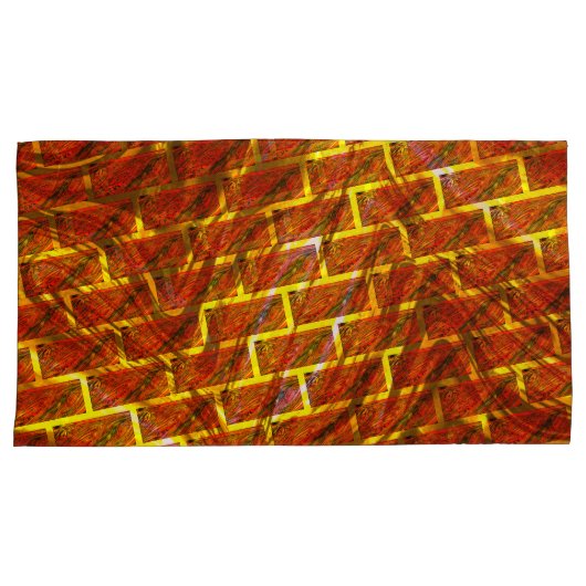 Bevlekt rood, gekrast, gouden net of kussensloop (Voorkant-Rechts)