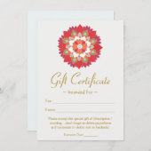 Bevoegdheidsbewijs rode Lotus Flower Cadeaubon (Voorkant / Achterkant)