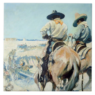 Bevoorradingswagen Western Art door NC Wyeth Tegeltje