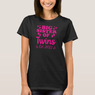 Bevorderd aan Big Sister van Twins 2023 Zwangersch T-shirt