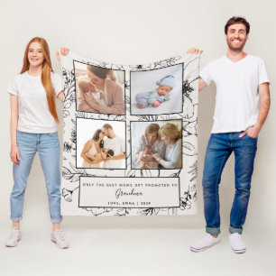Bevorderd aan oma Blush botanische fotocollage Fleece Deken