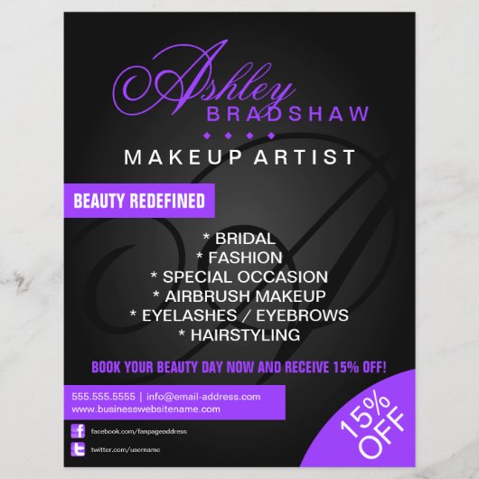 Bevordering van het Haar- en Makeup-armmonogram Flyer (Voorkant)