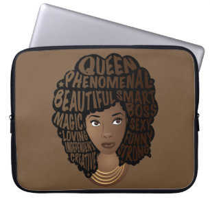 Bevordering van zwarte vrouwen, bruin laptop sleeve