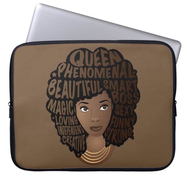 Bevordering van zwarte vrouwen, bruin laptop sleeve (Voorkant)