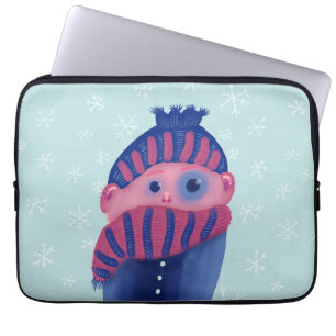 bevriezing van Kind met Pet en karf in de koude wi Laptop Sleeve