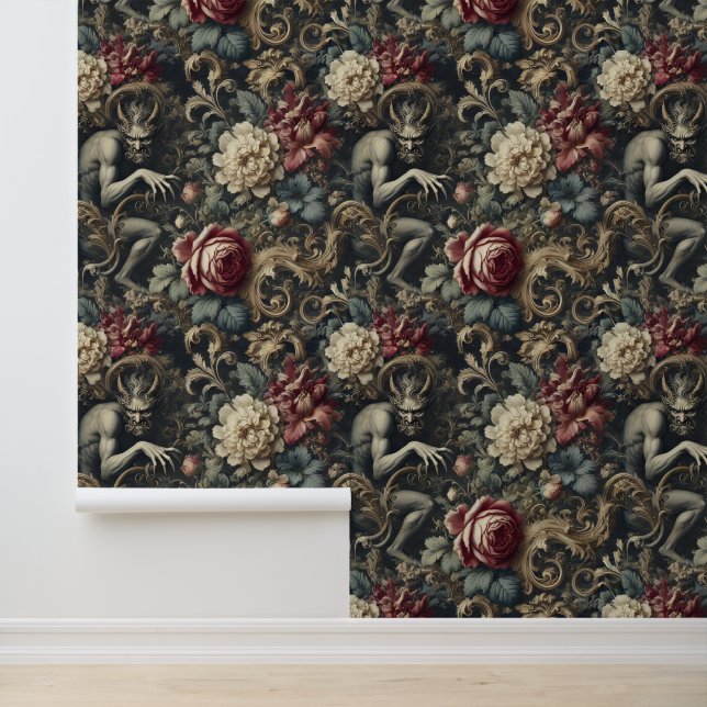 Bevrijd ons van decadentie - Gothic Floral Design Behang (Applicatie)