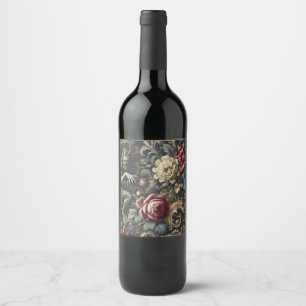 Bevrijd ons van decadentie - Gothic Floral Design Wijn Etiket