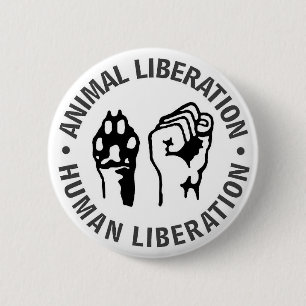 Bevrijding van dieren en mensen ronde button 5,7 cm