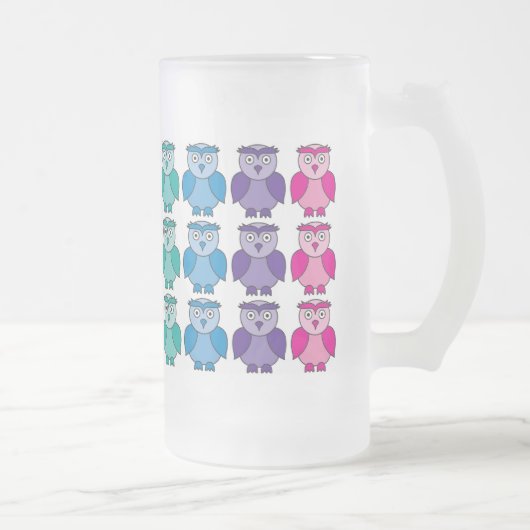 Bevrokken glas - Cute Rainbow Owl Pattern Matglas Bierpul (Rechts)