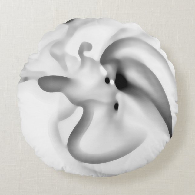 Bevroren: Abstract grijs, wit & zwart Rond Kussen (Voorkant)