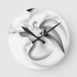Bevroren: Abstract grijs, wit & zwart Ronde Klok