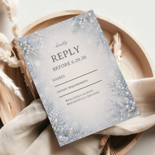 Bevroren Blauwe Winter Botanische Elegantie RSVP Kaartje