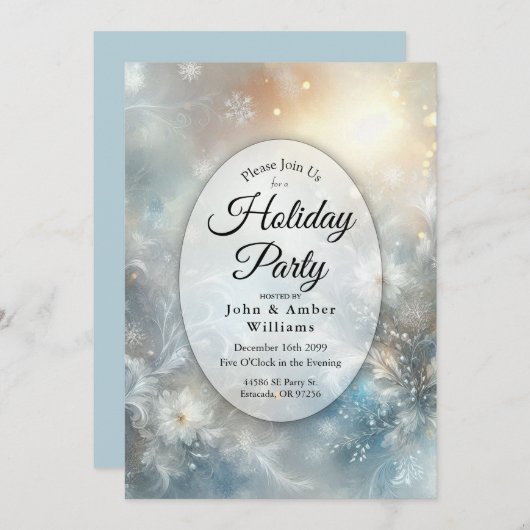 Bevroren bloemblaadjes in Golden Winter Mist Holid Kaart (Voorkant / Achterkant)